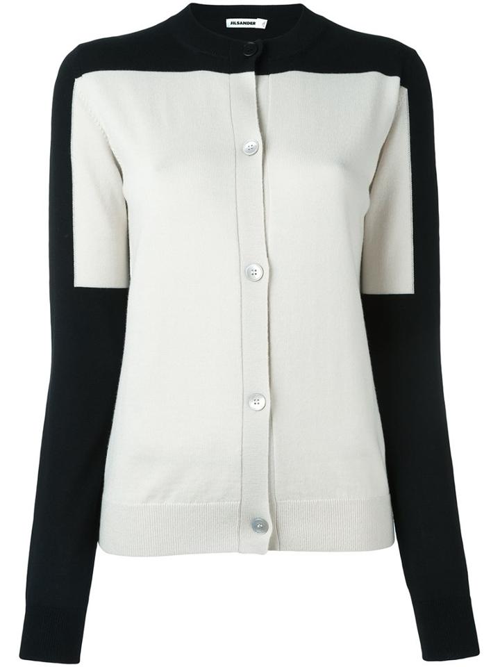 Jil Sander Colour Block Cardigan, Women's, Size: 36, Black, Virgin Wool