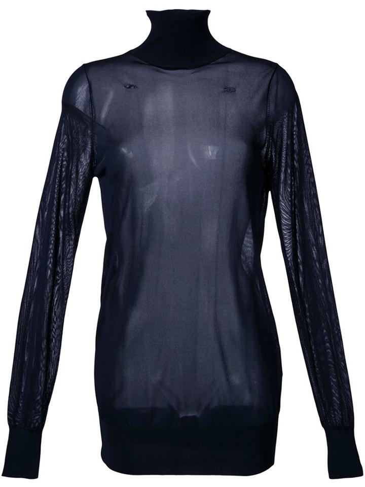 Theatre Products Roll Neck Transparent Top, Women's, Blue, Rayon