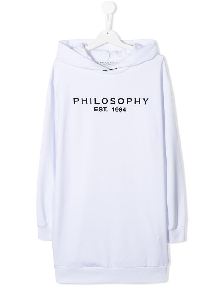 Philosophy Di Lorenzo Serafini Kids Teen Hooded Dress - White