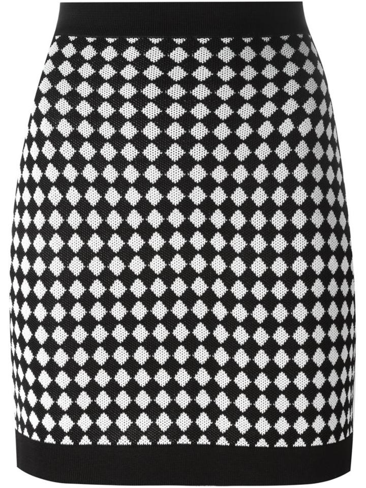 Balmain Checked Knit Skirt, Women's, Size: 38, Black, Viscose