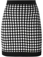 Balmain Checked Knit Skirt, Women's, Size: 38, Black, Viscose