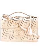 Salvatore Ferragamo - Cut-out Detail Shoulder Bag - Women - Calf Leather/suede - One Size, Women's, Grey, Calf Leather/suede