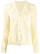 Alessandra Rich Cable Knit V-neck Cardigan - Yellow