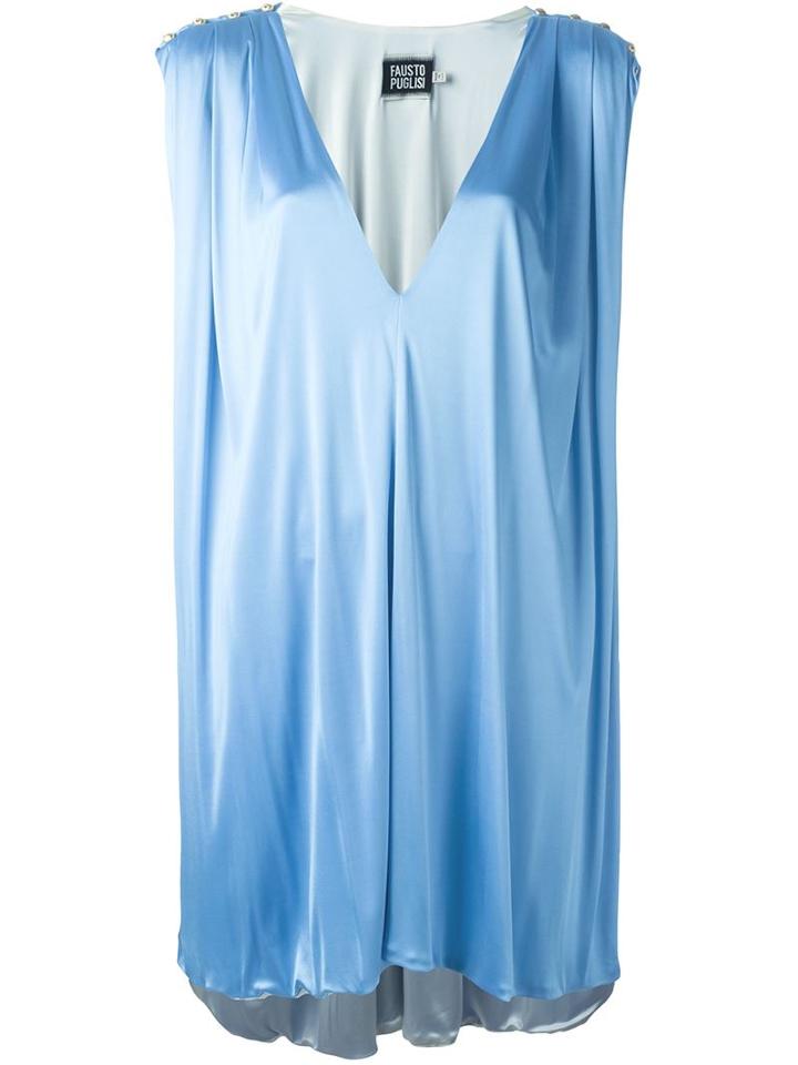 Fausto Puglisi V-neck Tunic Dress, Women's, Size: 42, Blue, Viscose
