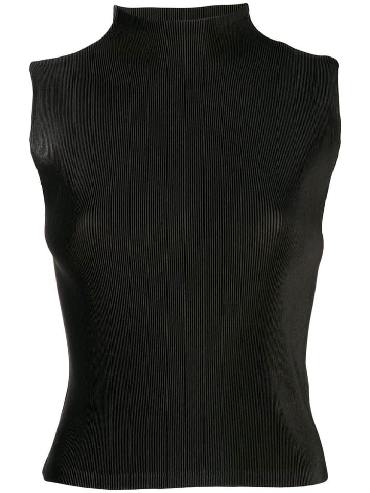 Pleats Please By Issey Miyake Ribbed Mock Neck Top - Brown