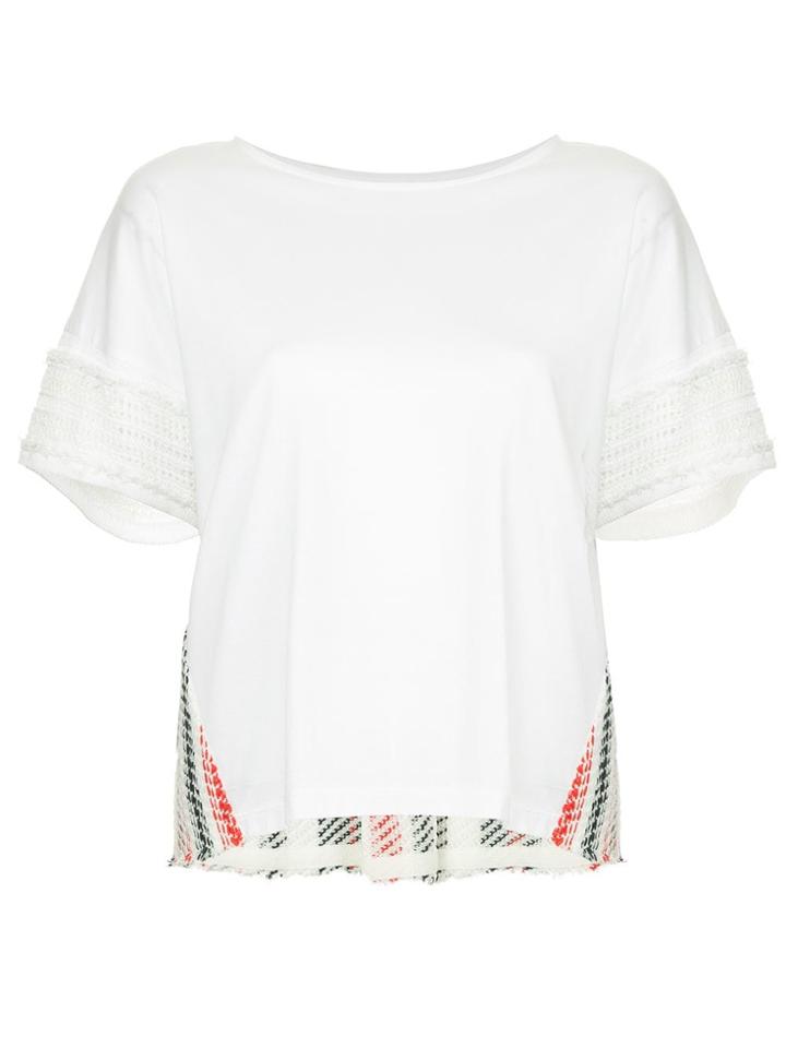 Coohem Striped Tweed Panel T-shirt - White