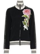 Dolce & Gabbana Floral Applique Logo Track Top - Black