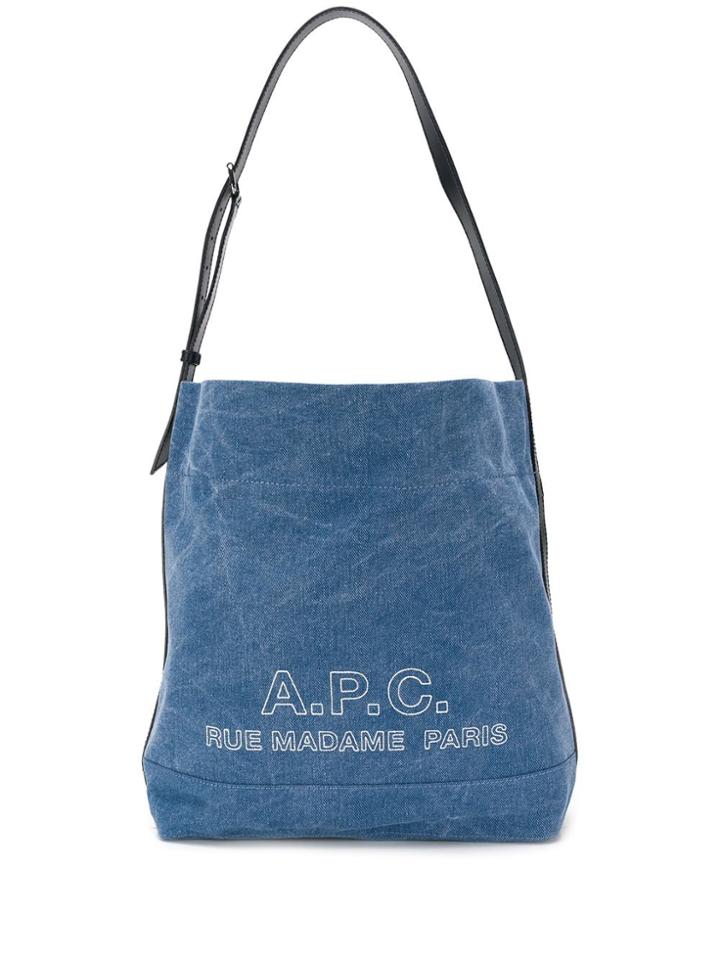 A.p.c. Logo Messenger Bag - Blue