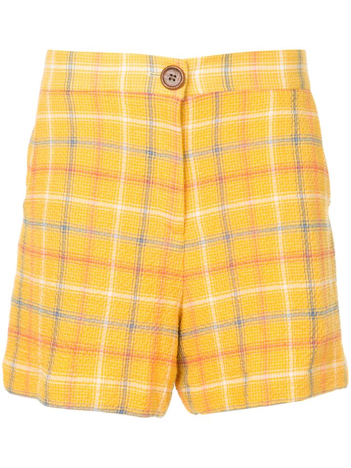 N Duo Checkered Shorts - Yellow & Orange