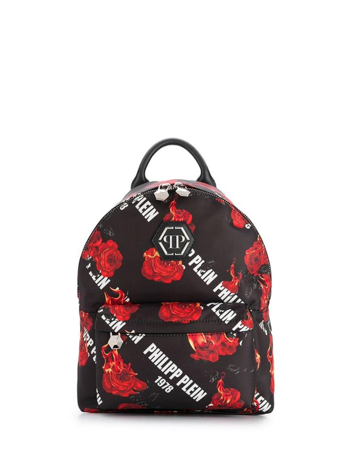 Philipp Plein Rose Print Backpack - Black