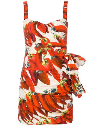 Dolce & Gabbana Vintage Chilli Pepper Printed Dress - Yellow & Orange