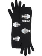 Prada Fishbone Intarsia Gloves - Black