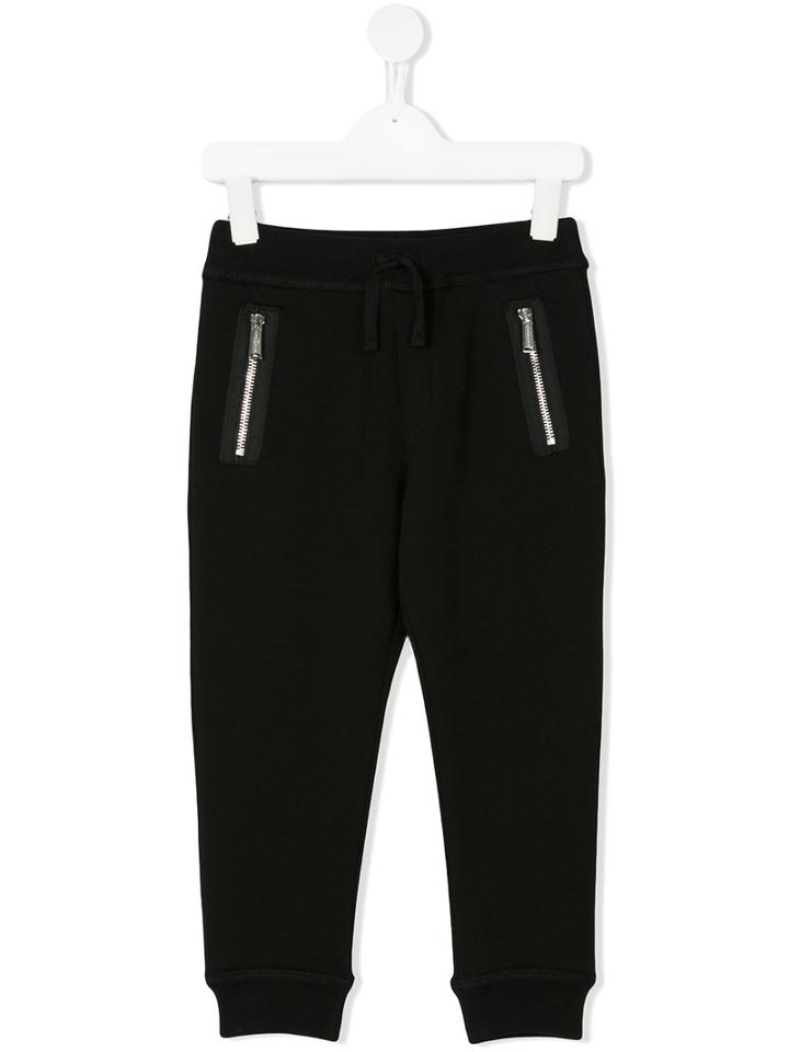 Dsquared2 Kids - Zipped Pockets Drawstring Sweatpants - Kids - Cotton - 12 Yrs, Black