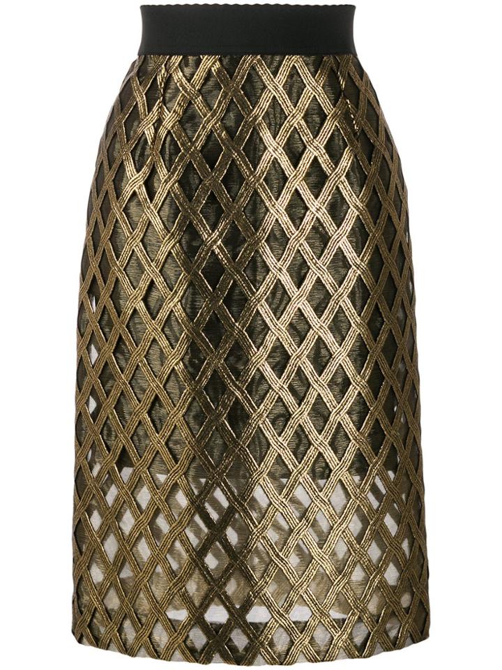 Dolce & Gabbana Embroidered High-waisted Skirt - Gold