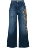 Alberta Ferretti Denim Appliqué Culottes - Blue