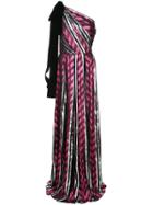 Monique Lhuillier Metallic One Shoulder Gown - Pink & Purple