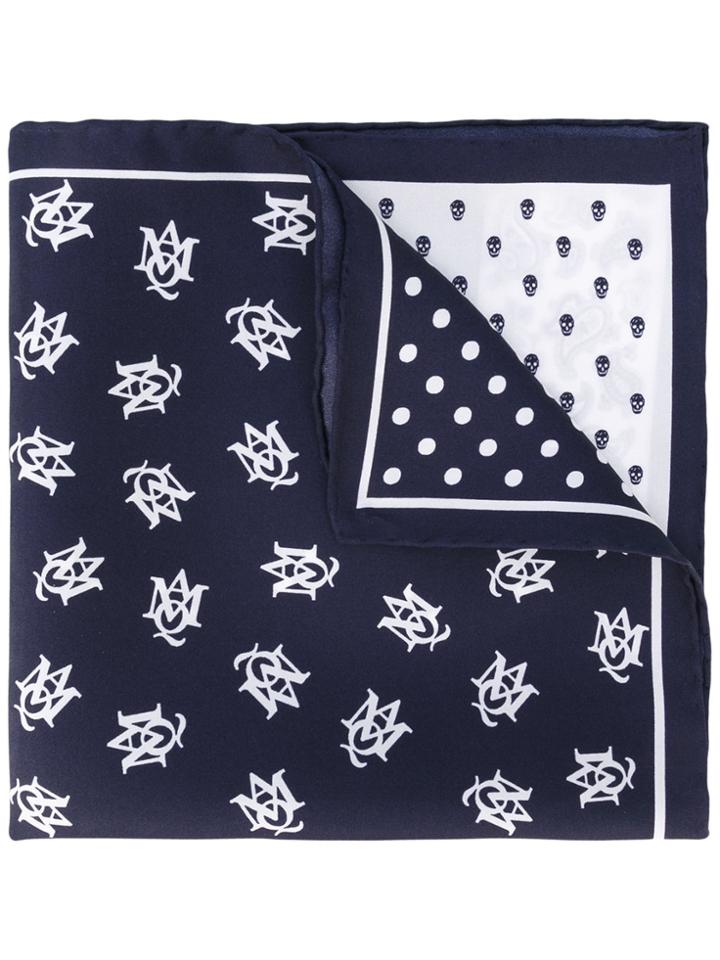 Alexander Mcqueen Printed Pocket Square - Blue
