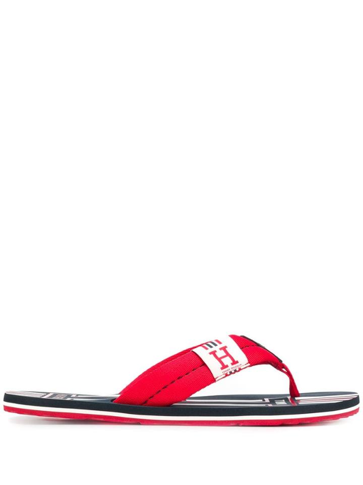 Tommy Hilfiger Thong Strap Slides - Red