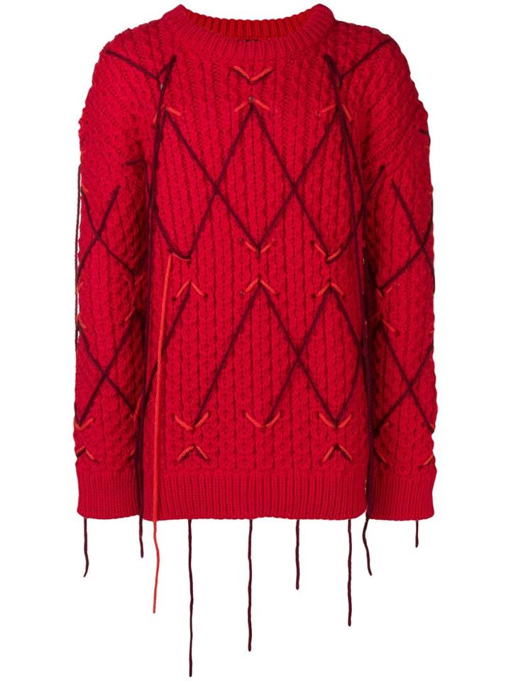 Calvin Klein 205w39nyc Distressed Chunky Knit Jumper - Red