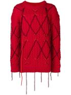 Calvin Klein 205w39nyc Distressed Chunky Knit Jumper - Red