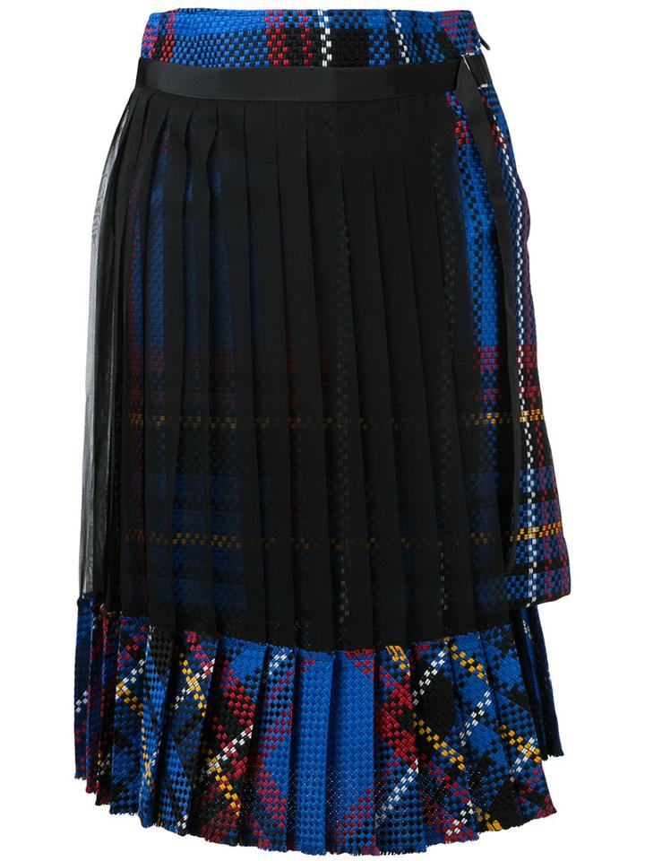 Sacai - Pleated Tartan Skirt - Women - Cotton - 2, Blue, Cotton