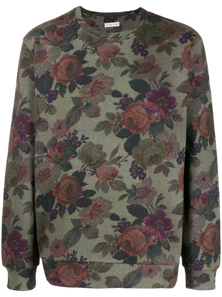 Etro Floral Relaxed-fit Jumper - Green