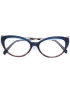 Emilio Pucci Contrast Colour Cat Eye Glasses - Blue