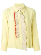 Marni Ruffle Trim Blouse, Women's, Size: 38, Yellow/orange, Silk