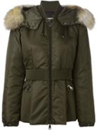 Moncler Padded Hooded Parka, Women's, Size: 3, Green, Feather Down/polyamide/fox Fur