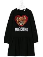 Moschino Kids Teen Sequin Embellished Dress - Black