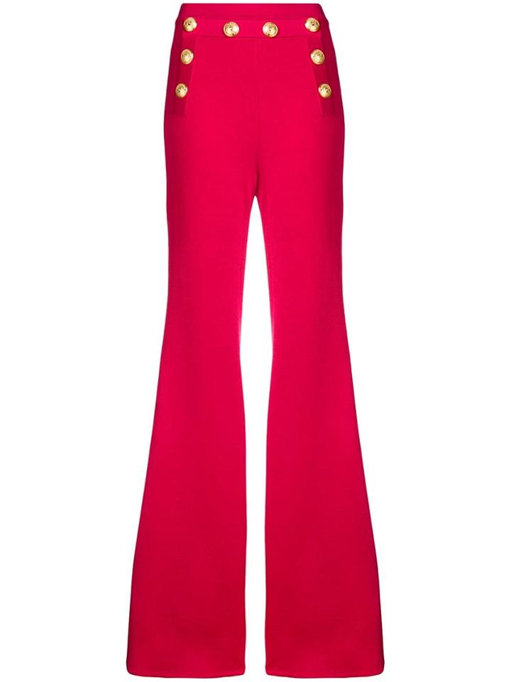 Balmain Flared High Waisted Trousers - Pink