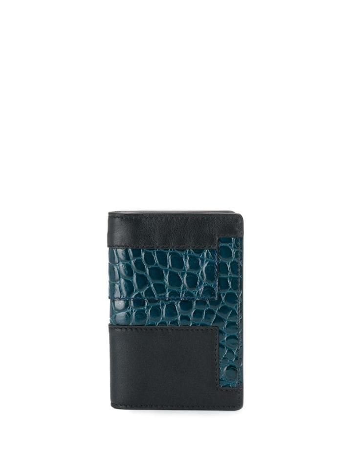Tod's Embossed Crocodile Effect Monogram Cardholder - Blue