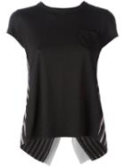 Sacai - Striped Back T-shirt - Women - Linen/flax/polyester/cupro - 2, Women's, Black, Linen/flax/polyester/cupro