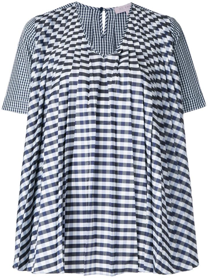 Dice Kayek Gingham Pleated Blouse, Women's, Size: 40, Black, Silk/polyester