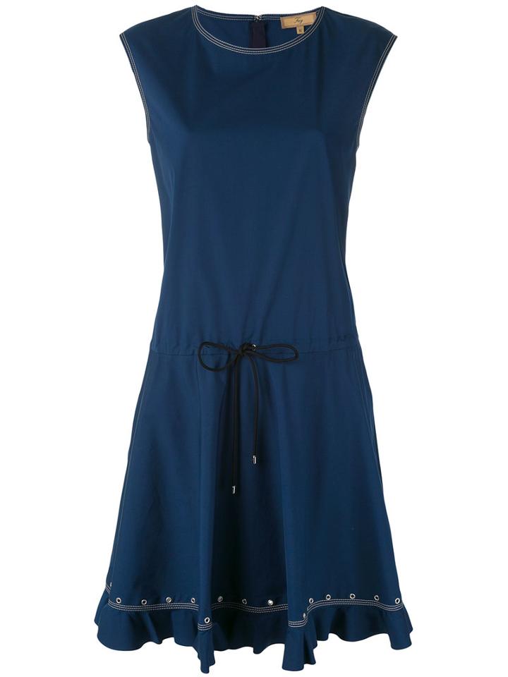 Fay - Sleeveless Drawstring Dress - Women - Cotton/spandex/elastane - Xl, Blue, Cotton/spandex/elastane