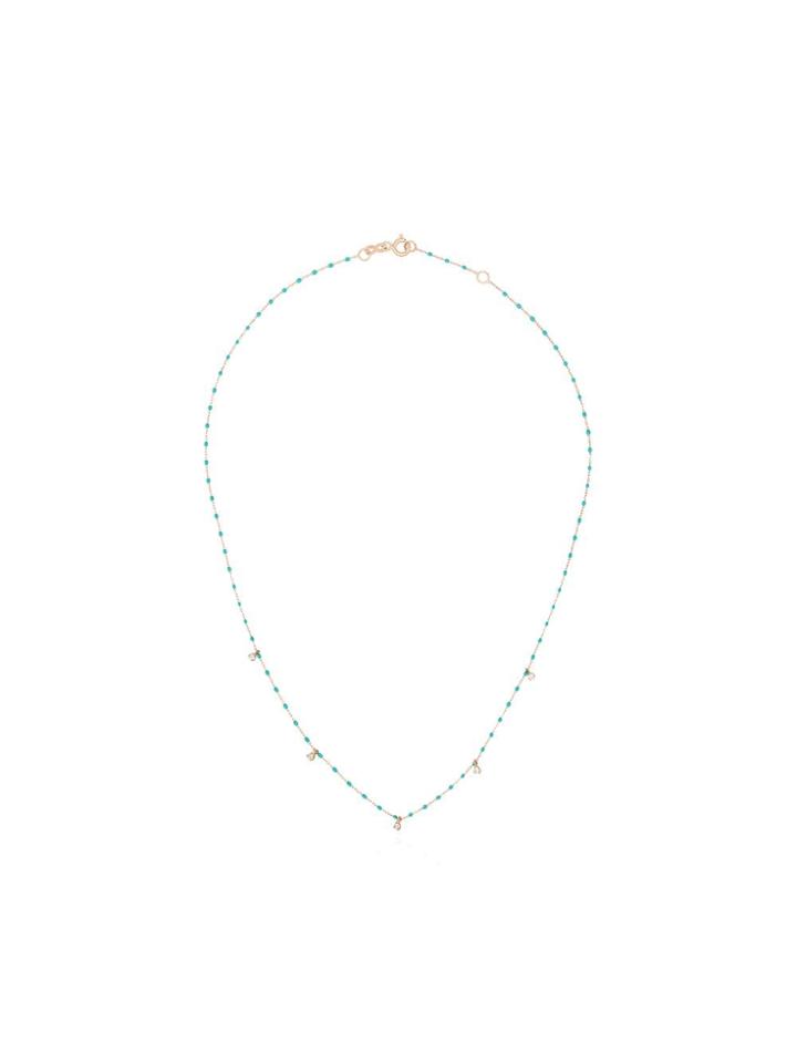 Gigi Clozeau 18kt Rose Gold Diamond Beaded Necklace - Green