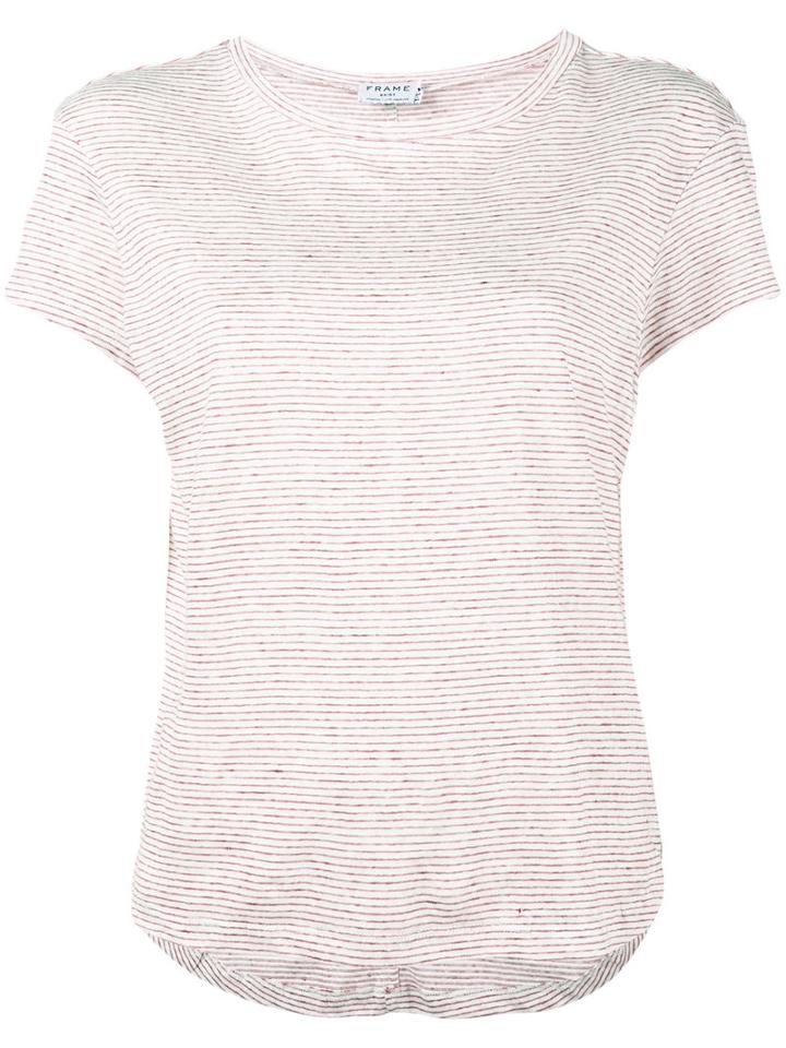 Frame Denim Knitted Stripe T-shirt, Women's, Size: Small, White, Linen/flax