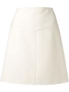 Courrèges - High Waisted V Cut-out Skirt - Women - Silk/polyester/wool - 38, White, Silk/polyester/wool