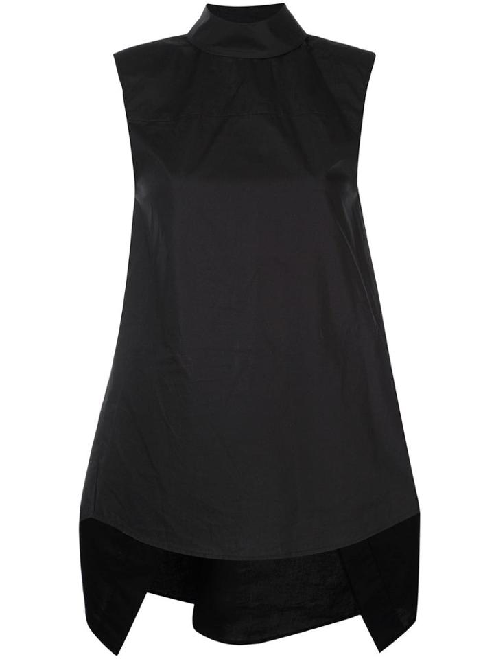 Vera Wang Open Back Poplin Top - Black