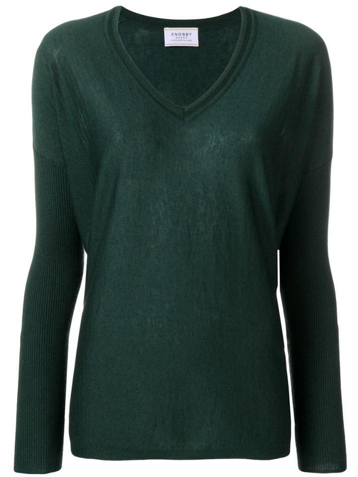 Snobby Sheep V Neck Sweater - Green