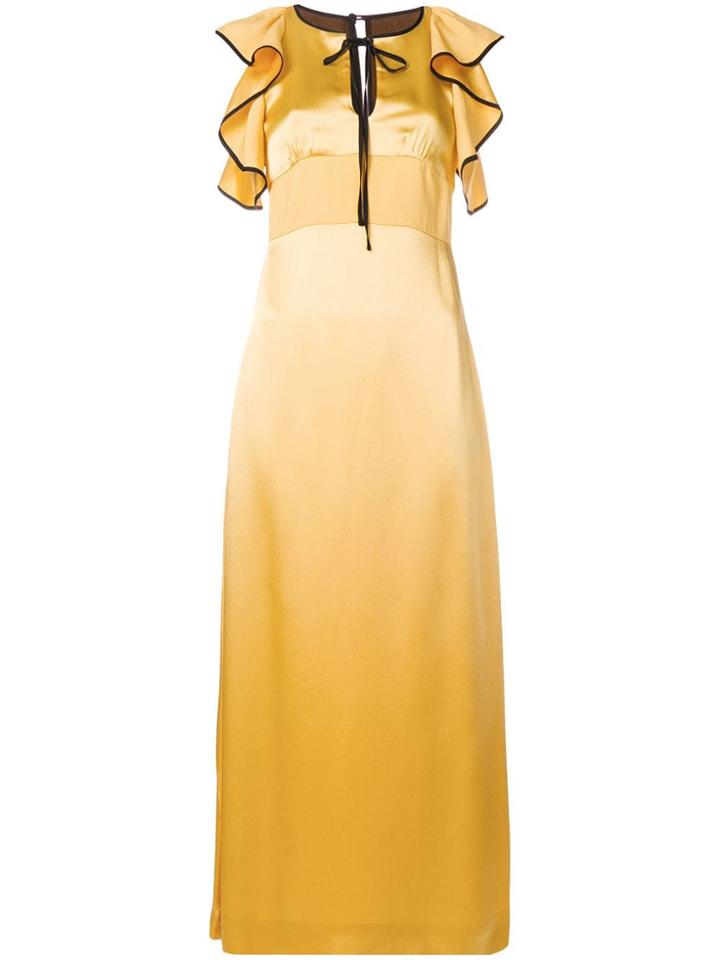 Alexa Chung Ruffle Detail Long Dress - Yellow & Orange