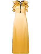 Alexa Chung Ruffle Detail Long Dress - Yellow & Orange