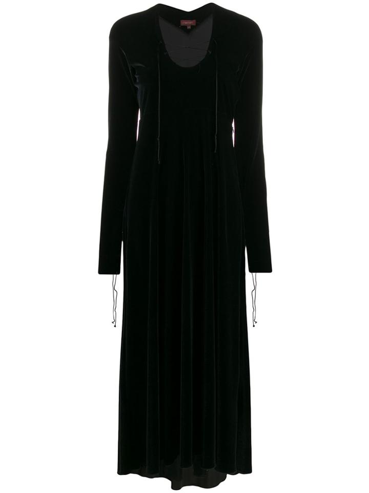 Romeo Gigli Pre-owned 1990s Velvet Effect Lace-up Neck Long Dress -