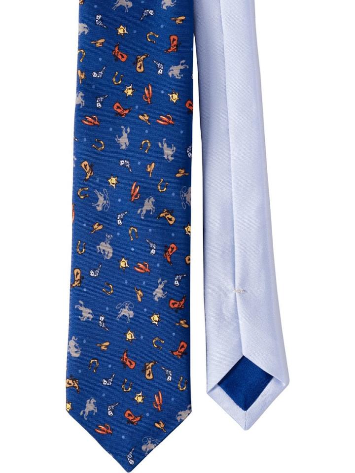Prada Western Print Tie - Blue