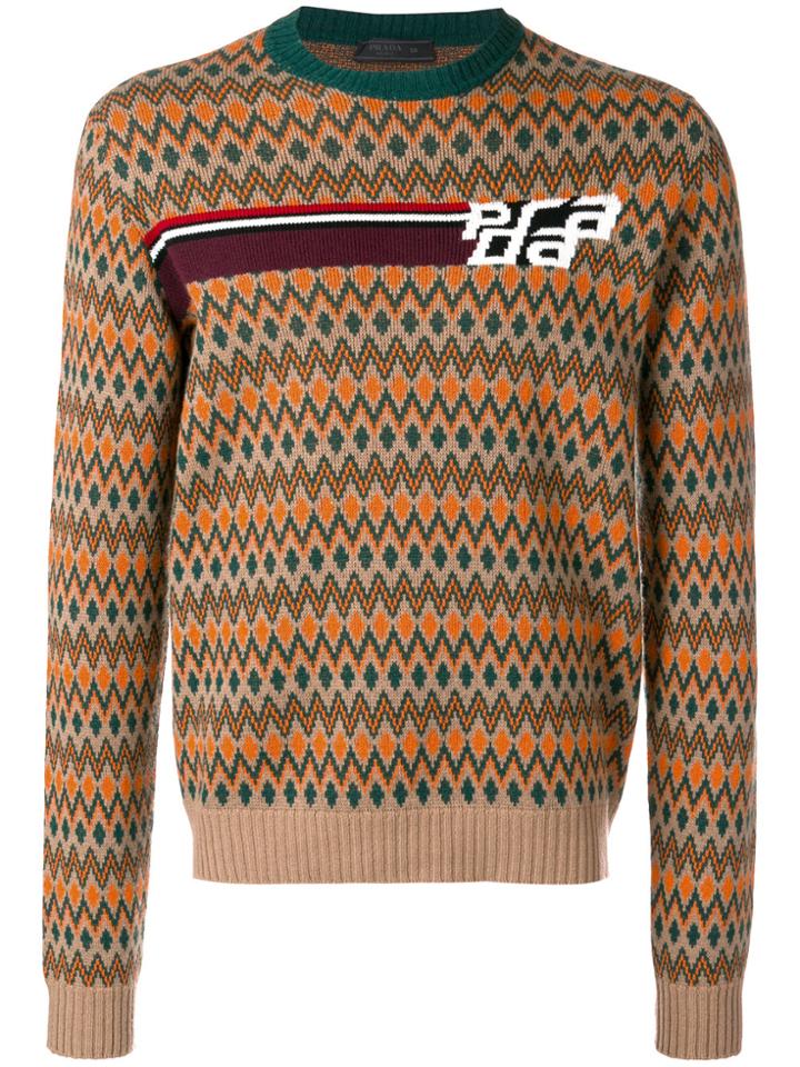 Prada Geometric Sweater - Nude & Neutrals