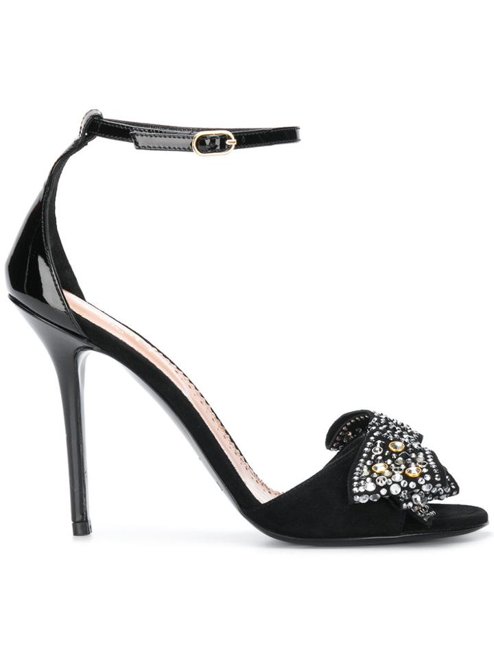 Twin-set Bow Studded Open-toe Sandals - Black