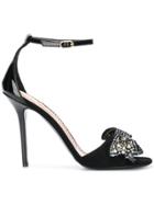 Twin-set Bow Studded Open-toe Sandals - Black