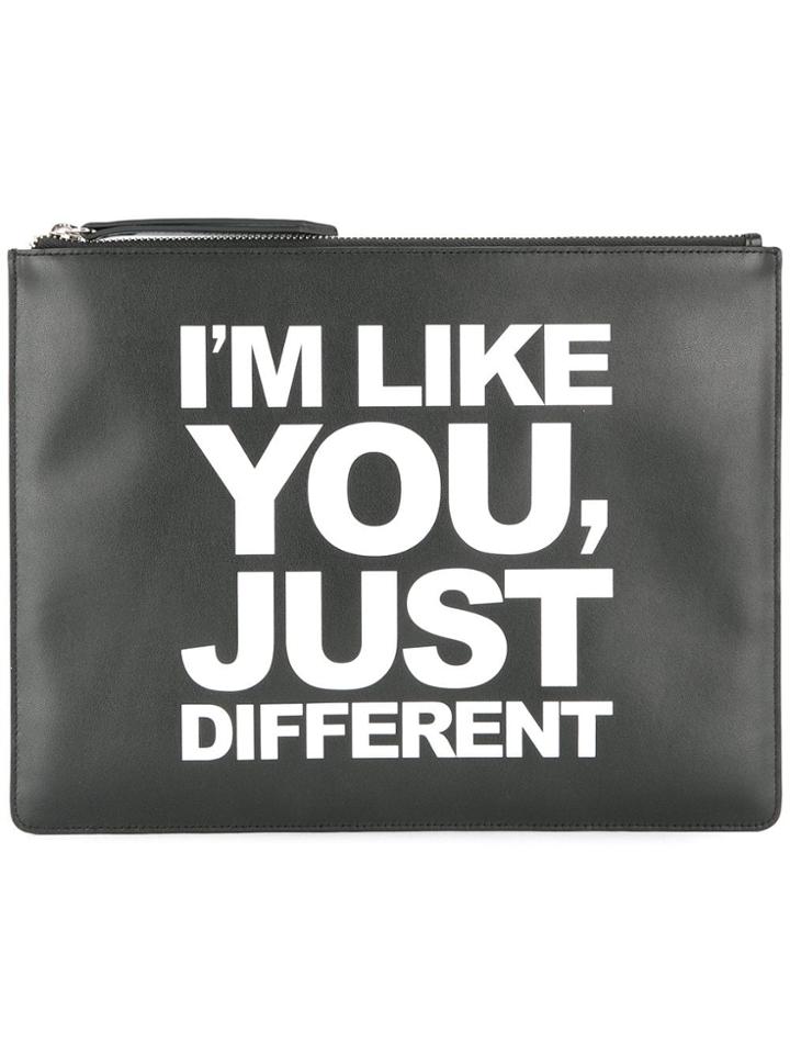 Ports V Slogan Zipped Clutch - Black