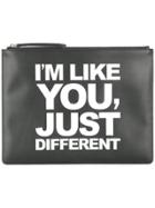 Ports V Slogan Zipped Clutch - Black