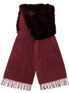 N.peal Contrast Fringed Scarf - Red